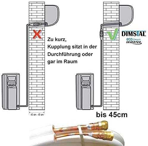 Quick-Connect INVERTER 3,5kW 12000BTU sehr Leise Split Klimaanlage mit Selbstreinigung Klimagerät ECO Smart WiFi/WLAN komplett Set inkl. Kupferleitungen mit Heizfunktion (3,5kW mit WiFi/App Funktion)