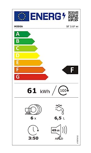 Midea ST 3.6F wi Tischgeschirrspüler, 6 Waschprogramme, Startzeitvorwahl, Extra Trockungs-Funktion, IOT-Steuerung, Mini Geschirrspüler, Ideal für Kleine Wohnungen, Weiß