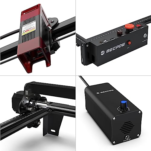 Mecpow X3 Pro Laser Graviermaschine mit Luftunterstützung, 10W Graviermaschine Laser Cutter für Holz und Metall, 60W CNC Fräsmaschine mit Not-Aus, Flammen- und Gyro-Erkennung, 410 x 400mm Fläche