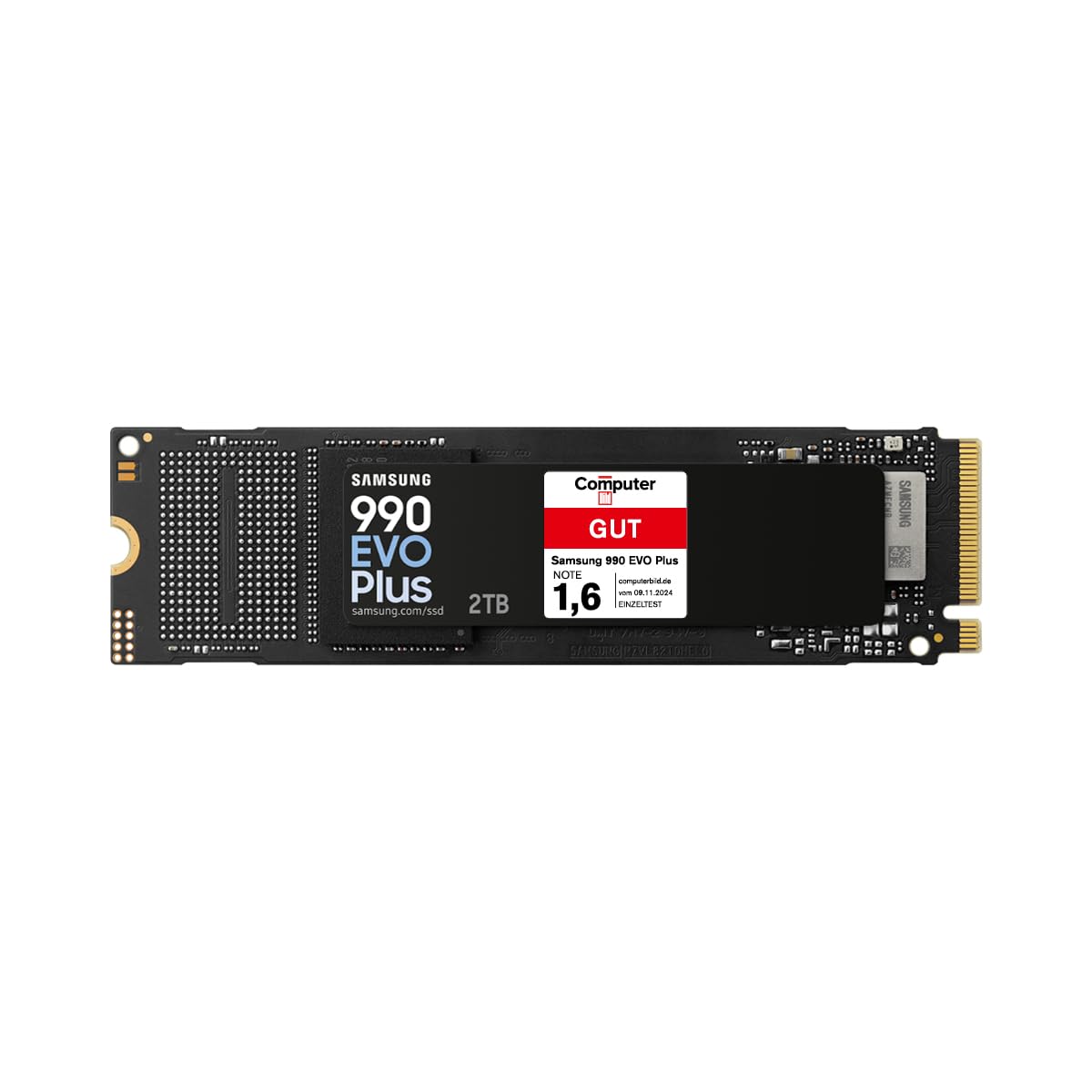 Samsung 990 EVO Plus NVMe M.2 SSD 1 TB, PCIe 4.0 x4 / PCIe 5.0 x2, NVMe 2.0 (2280), 7.150 MB/s Lesen, 6.300 MB/s Schreiben, Interne SSD für Gaming und Grafikbearbeitung, MZ-V9S1T0BW