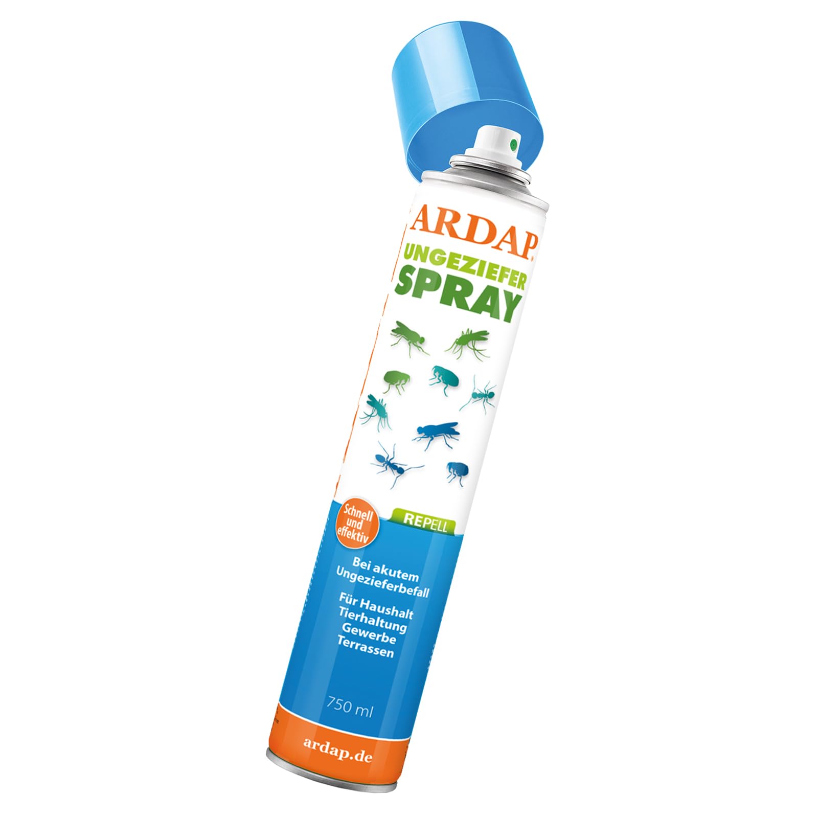 ARDAP Repell Ungezieferspray 750ml - Insektenspray bei akutem Ungezieferbefall - Abwehrend bei Insektenbefall - Insektenspray Wohnung - Mückenspray - Schädlingsfrei - Wirkt schnell & effektiv (PT19)