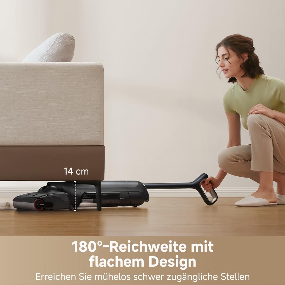 Mova X4 Pro Nass-Trocken-Sauger 20.000 Pa, Heißwasser-Wischfunktion, Tangle-Free, Selbstreinigung bei 100 °C, Push-In-Basisstation, LED-Bürstenkopf, Doppelkante, intelligente Saugkraftregelung