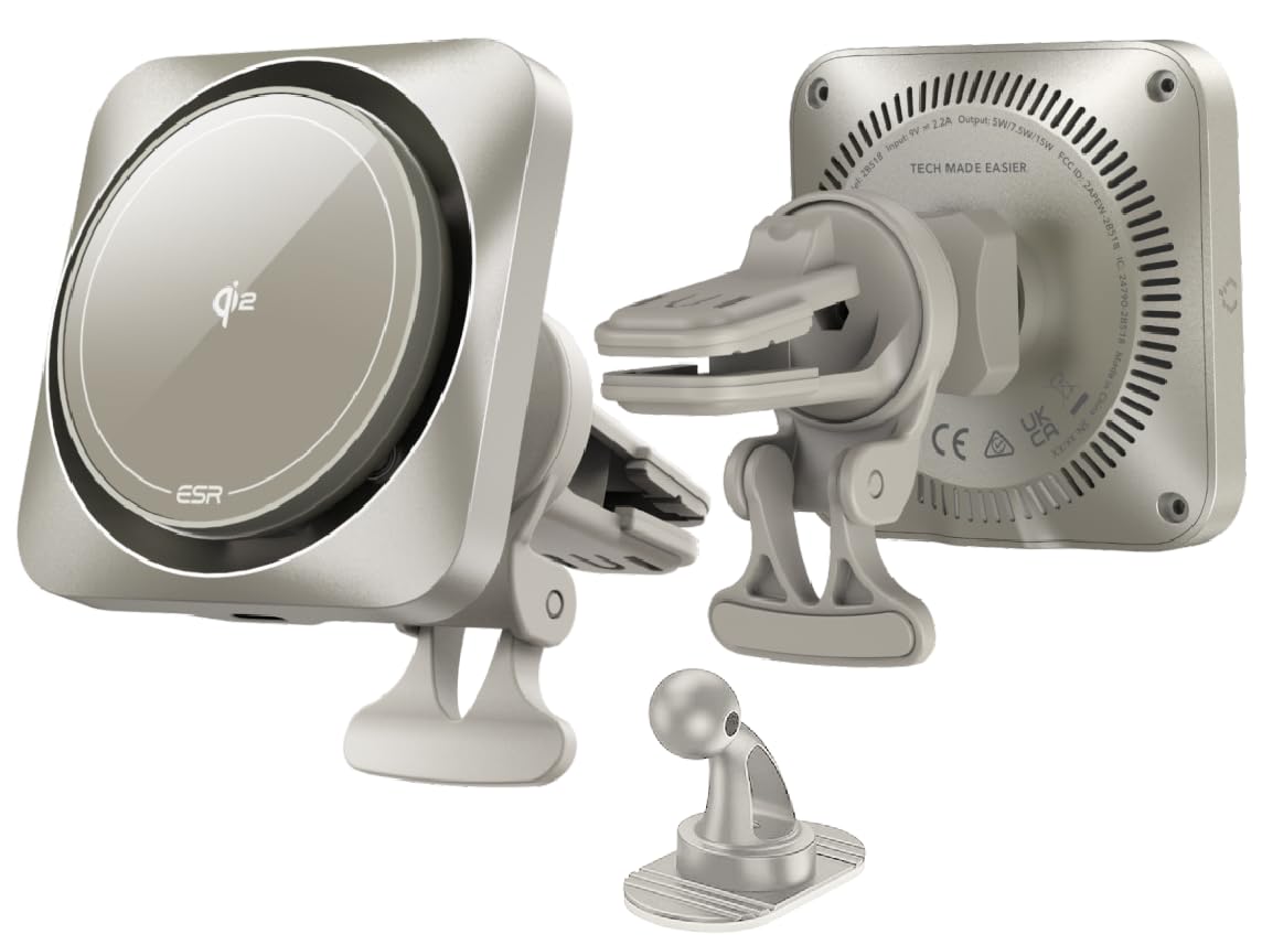 ESR 15W für Magsafe Autohalterung mit Ladefunktion, Handyhalterung Auto Ladegerät,Magnet Kabellose Handyhalterung Auto mit Ladefunktion für iPhone 16/15/14/13/12 Series,Galaxy S25 Series,Schnellladung