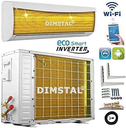 Quick-Connect INVERTER 3,5kW 12000BTU sehr Leise Split Klimaanlage mit Selbstreinigung Klimagerät ECO Smart WiFi/WLAN komplett Set inkl. Kupferleitungen mit Heizfunktion (3,5kW mit WiFi/App Funktion)