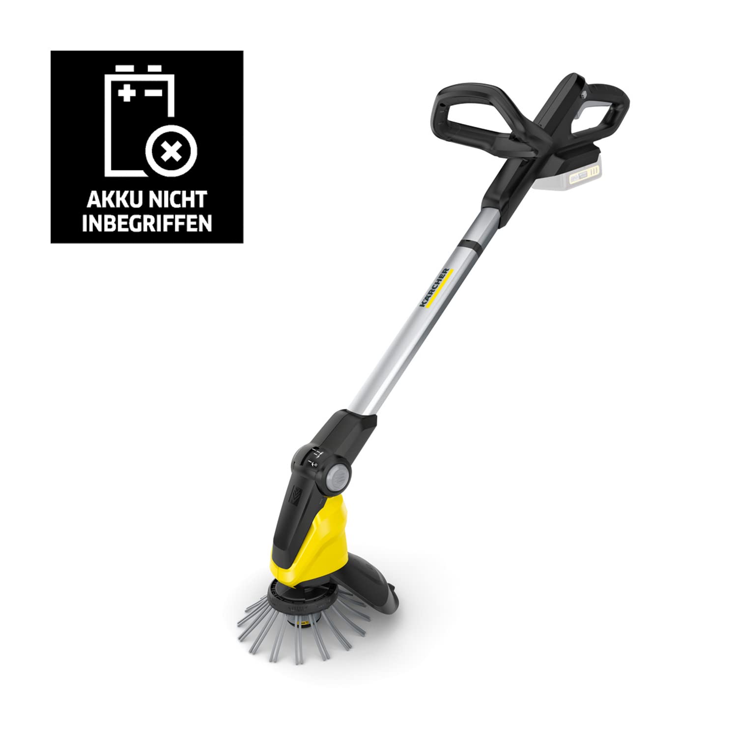 Kärcher 18 V Akku-Unkrautentferner WRE 18-55, Nylonborsten-Kopf mit max. 2.800 U/min, schwenkbarer Reinigungskopf, Teleskopstiel, verwendbar mit dem Kärcher 18-V-Akku, ohne Akku