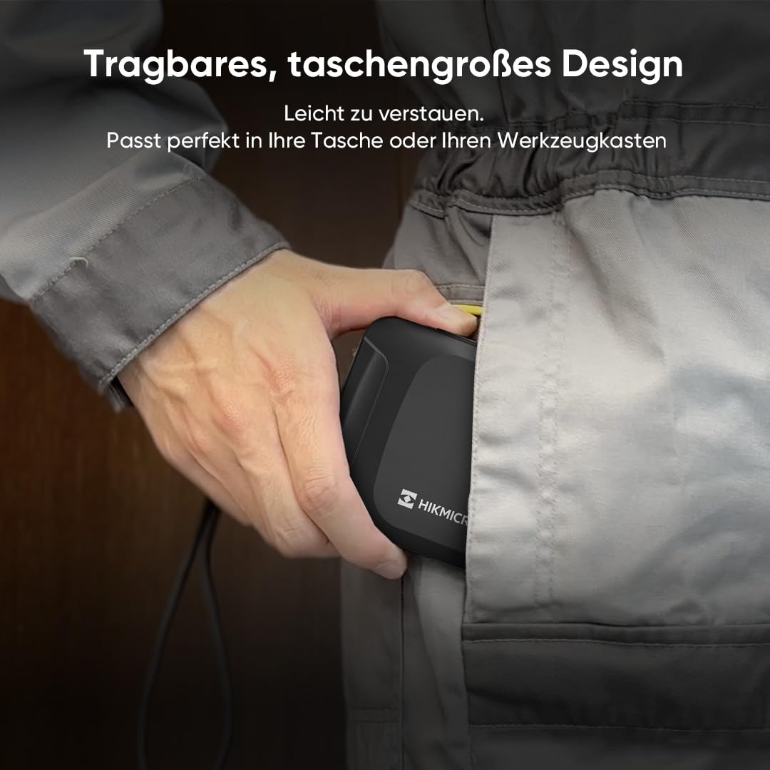 HIKMICRO E03 Kompakte Wärmebildkamera im Taschenformat 240 x 240 SuperIR-Auflösung mit visueller Kamera, 96 x 96 IR-Auflösung/9.216 Pixel, 25 Hz, 3,5" Touchscreen Wärmebildkamera, IP54, -20℃ bis 350℃