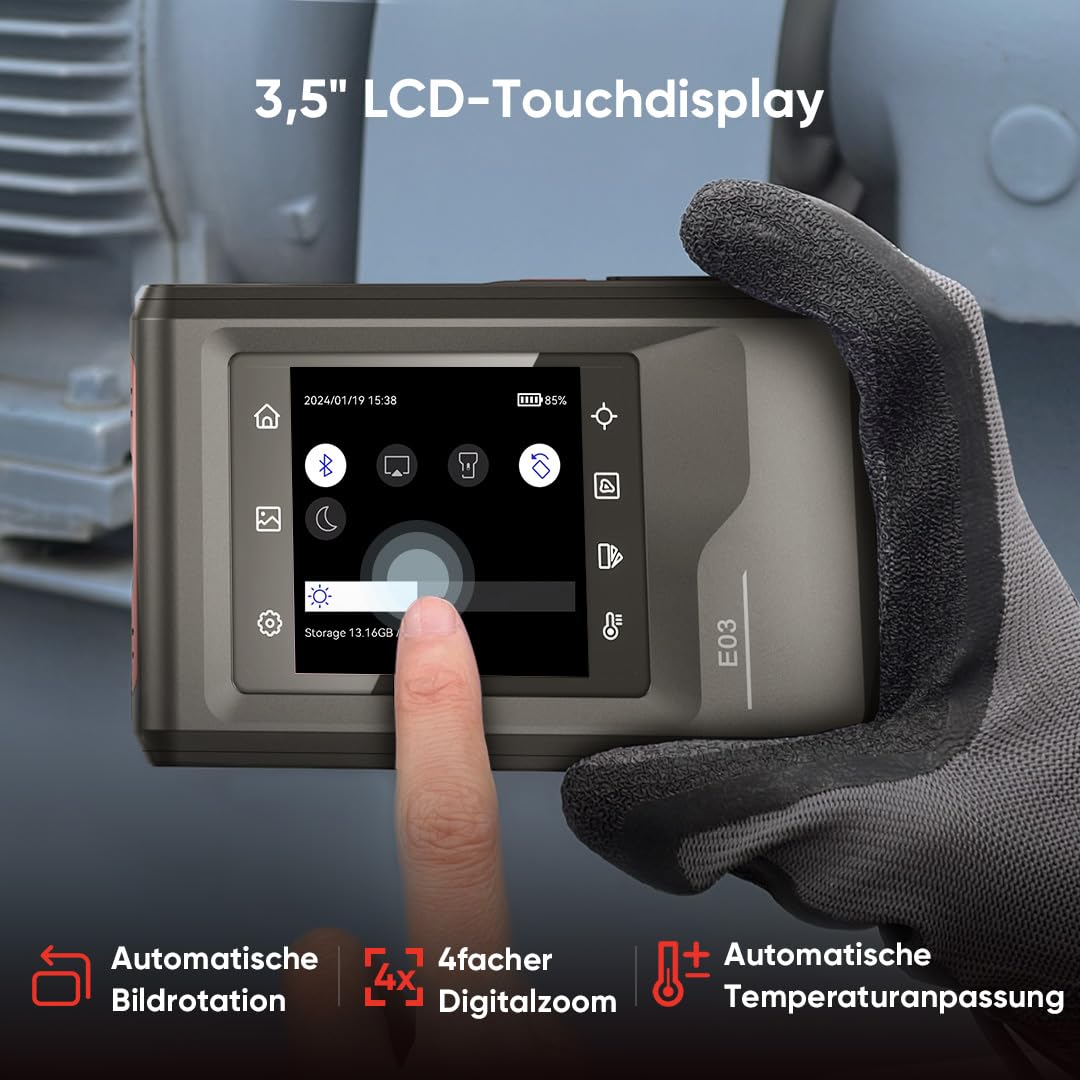 HIKMICRO E03 Kompakte Wärmebildkamera im Taschenformat 240 x 240 SuperIR-Auflösung mit visueller Kamera, 96 x 96 IR-Auflösung/9.216 Pixel, 25 Hz, 3,5" Touchscreen Wärmebildkamera, IP54, -20℃ bis 350℃