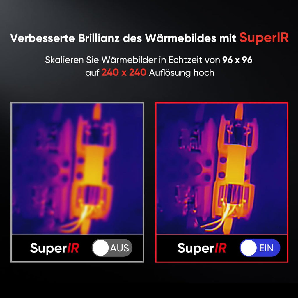 HIKMICRO E03 Kompakte Wärmebildkamera im Taschenformat 240 x 240 SuperIR-Auflösung mit visueller Kamera, 96 x 96 IR-Auflösung/9.216 Pixel, 25 Hz, 3,5" Touchscreen Wärmebildkamera, IP54, -20℃ bis 350℃