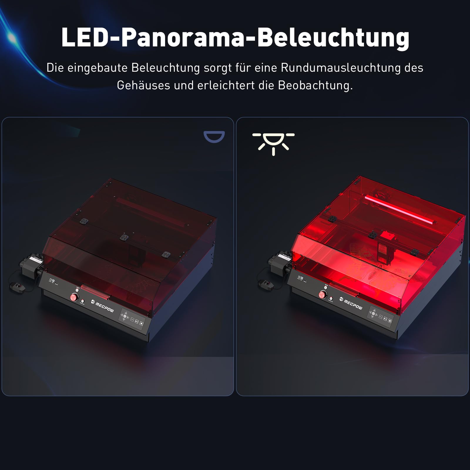 Mecpow X3 Pro Laser Graviermaschine mit Luftunterstützung, 10W Graviermaschine Laser Cutter für Holz und Metall, 60W CNC Fräsmaschine mit Not-Aus, Flammen- und Gyro-Erkennung, 410 x 400mm Fläche