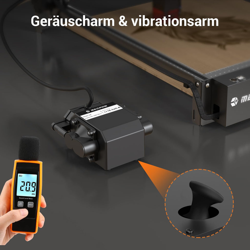 Mecpow X3 Pro Laser Graviermaschine mit Luftunterstützung, 10W Graviermaschine Laser Cutter für Holz und Metall, 60W CNC Fräsmaschine mit Not-Aus, Flammen- und Gyro-Erkennung, 410 x 400mm Fläche