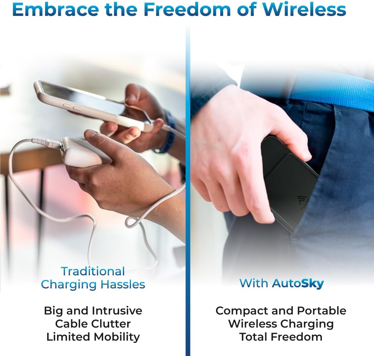 AutoSky Magnetische Powerbank 5000mAh | Kabellos & USB-C | LED Display