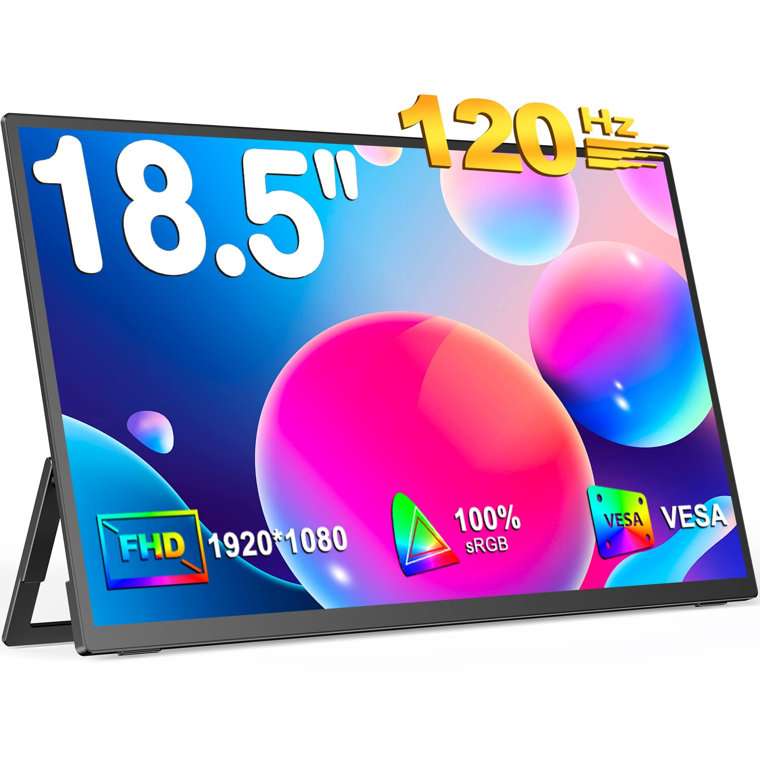 UPERFECT Portable Monitor Touchscreen 21.5 Zoll 120Hz Tragbarer Monitor Touchscreen 1300:1 1080P Bildschirm Integrierter Halterung HDMI USB C für PC Laptop Spielkonsole, Metallgehäuse VESA-Kompatibel