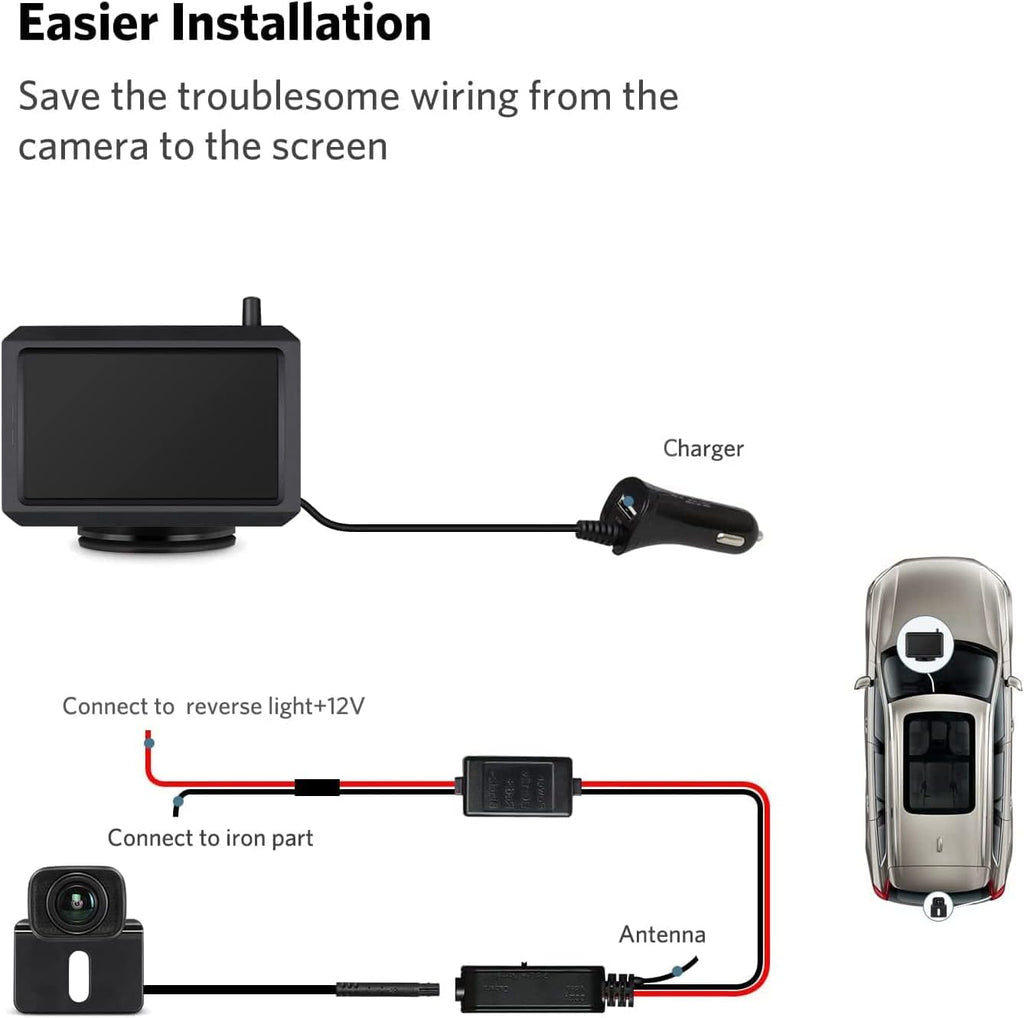 Digital Kabellos Rückfahrkamera Set K7PRO unterstützt 2 Kameras, Funk Rückfahrkameras mit Stabilem Signal, 5" HD Monitor, Drahtlose Rückfahrkamera mit IP68 Wasserdichter Kamera, Nachtsicht