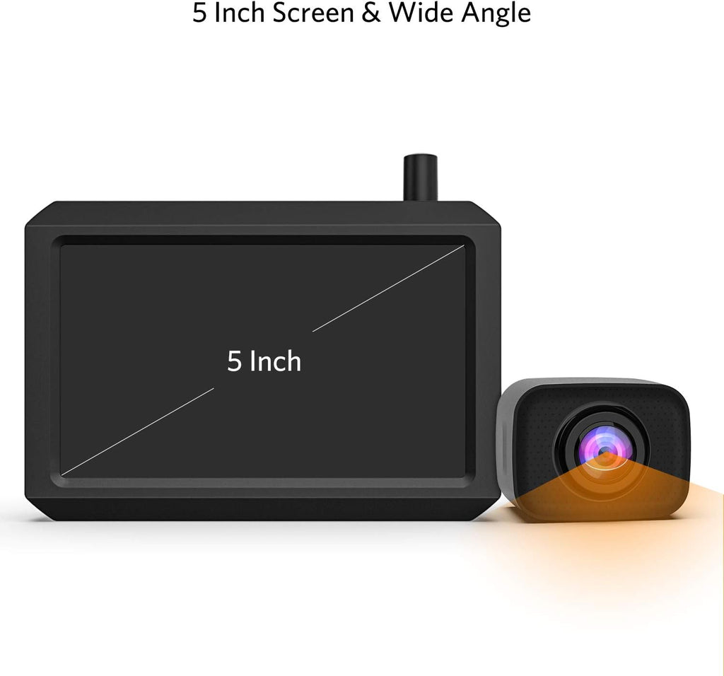 Digital Kabellos Rückfahrkamera Set K7PRO unterstützt 2 Kameras, Funk Rückfahrkameras mit Stabilem Signal, 5" HD Monitor, Drahtlose Rückfahrkamera mit IP68 Wasserdichter Kamera, Nachtsicht