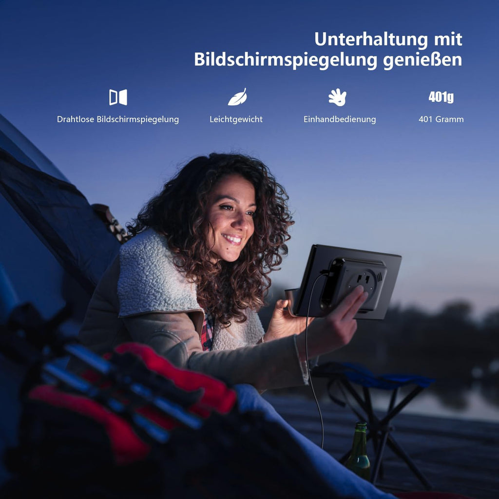 Krunia 8'' Tragbares Carplay Display für Apple CarPlay & Android Auto, 1440x900 HD Display, Magnetische Halterung, OTA-Updates, Rückfahrkamera, Bluetooth, Sprachsteuerung, GPS-Navigation