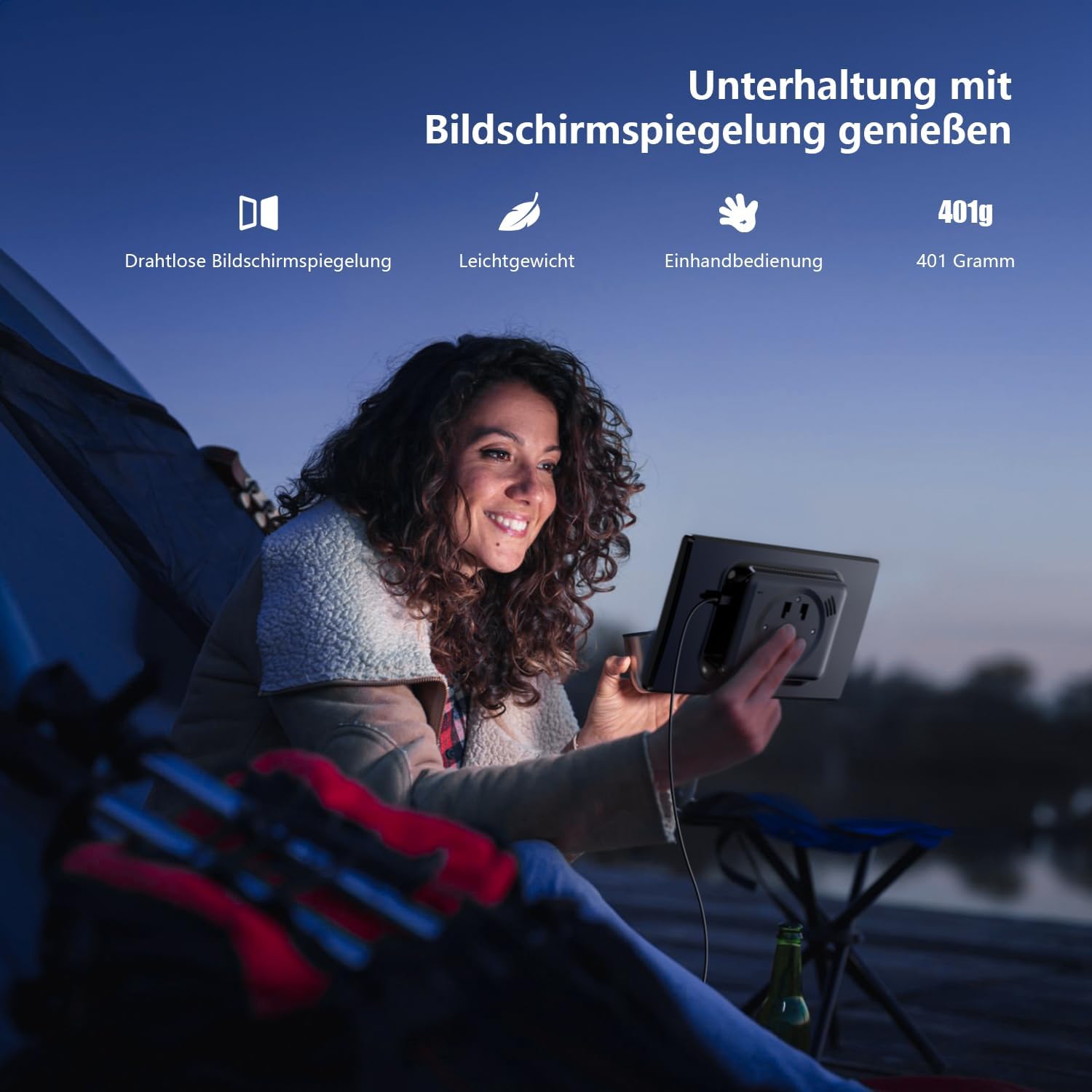 Krunia 8'' Tragbares Carplay Display für Apple CarPlay & Android Auto, 1440x900 HD Display, Magnetische Halterung, OTA-Updates, Rückfahrkamera, Bluetooth, Sprachsteuerung, GPS-Navigation