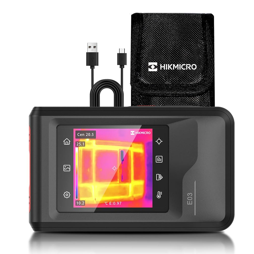 HIKMICRO E03 Kompakte Wärmebildkamera im Taschenformat 240 x 240 SuperIR-Auflösung mit visueller Kamera, 96 x 96 IR-Auflösung/9.216 Pixel, 25 Hz, 3,5" Touchscreen Wärmebildkamera, IP54, -20℃ bis 350℃