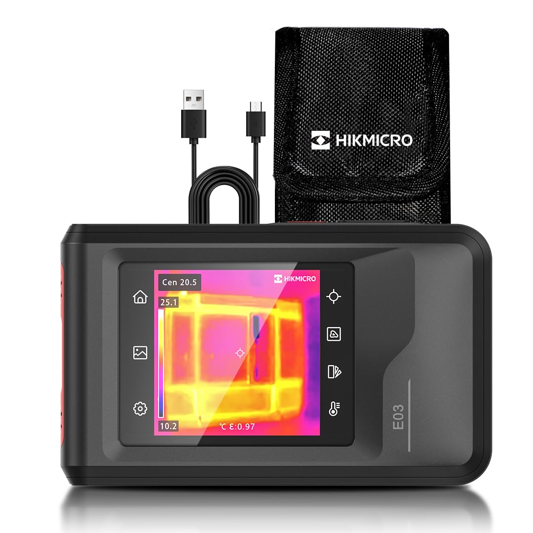 HIKMICRO E03 Kompakte Wärmebildkamera im Taschenformat 240 x 240 SuperIR-Auflösung mit visueller Kamera, 96 x 96 IR-Auflösung/9.216 Pixel, 25 Hz, 3,5" Touchscreen Wärmebildkamera, IP54, -20℃ bis 350℃
