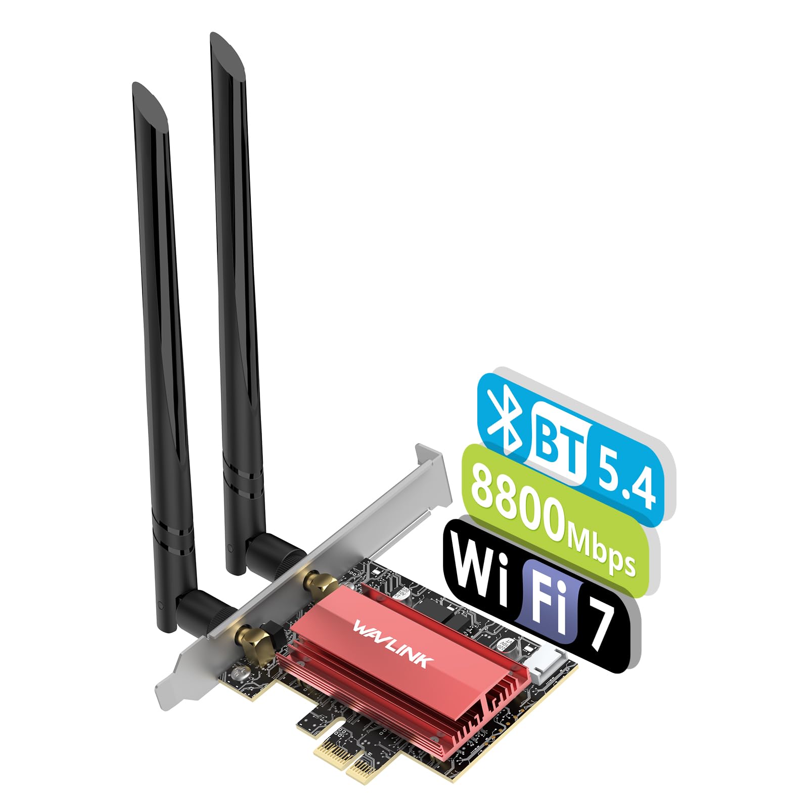 WAVLINK WiFi 7 PCIe Card BE8800 for Desktop PC, Tri-Band BE200 Wireless Adapter with Bluetooth 5.4, MU-MIMO, WPA3, for Windows 10/11 (64bit), Does Not Support AMD Motherboards