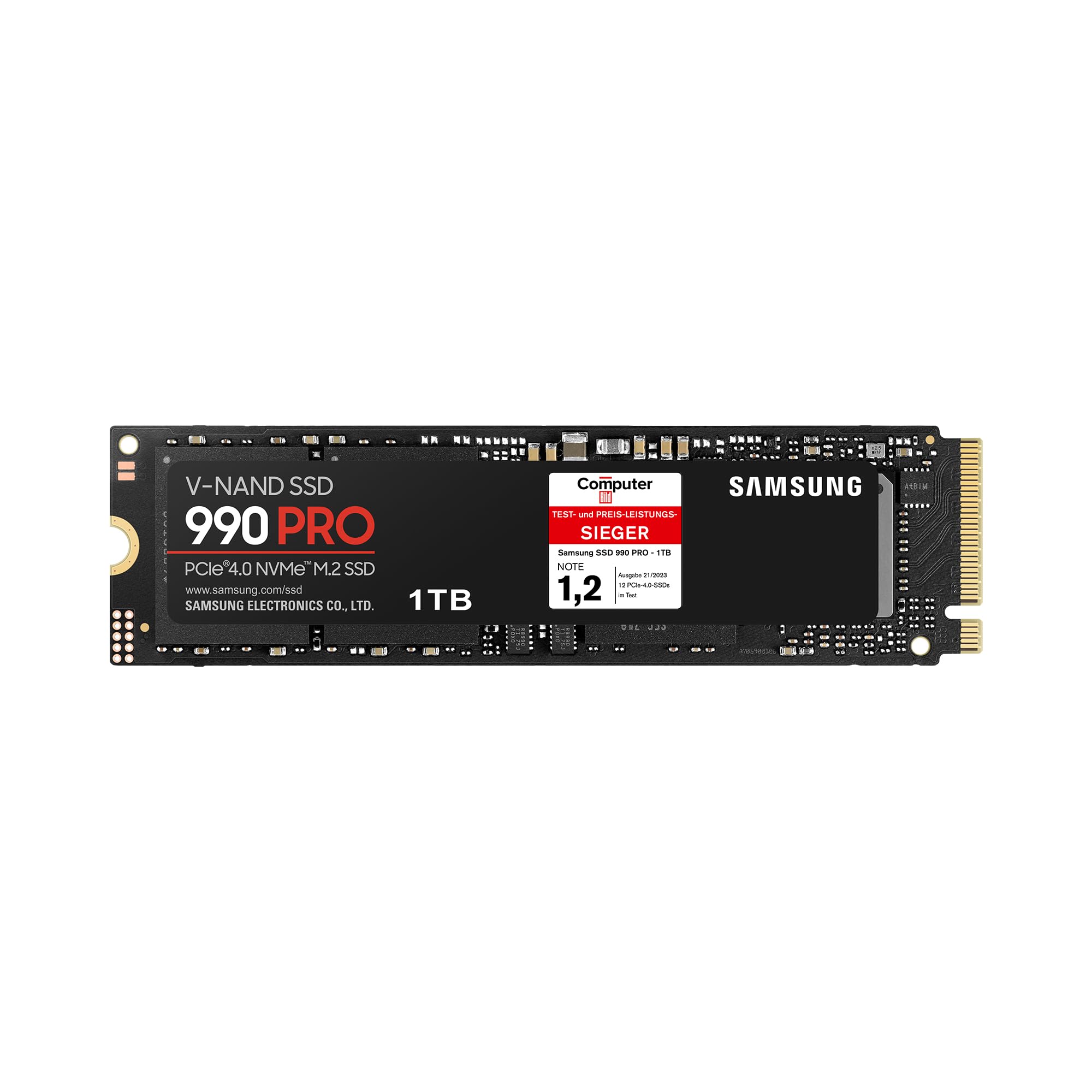 Samsung 990 PRO NVMe M.2 SSD, 2 TB, PCIe 4.0, 7.450 MB/s Lesen, 6.900 MB/s Schreiben, Interne SSD, Interne SSD für Gaming und Videobearbeitung, Schwarz, MZ-V9P2T0BW