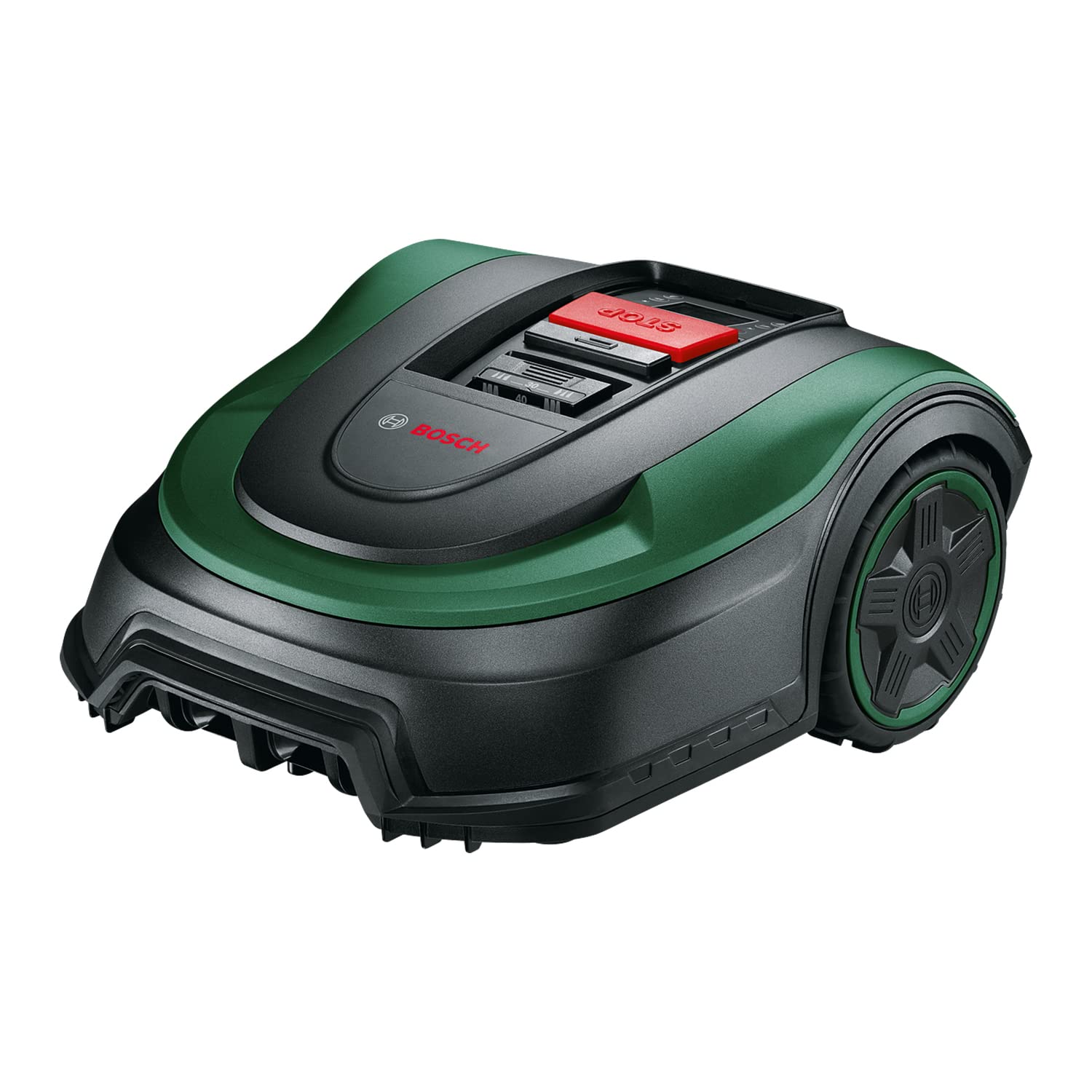 Bosch Home and Garden Indego XS 300 Robot Lawnmower (with Integrated 18 V Battery, Charging Station Included, Cutting Width 19 cm, for Lawns up to 300 m², in Box) Black, Green