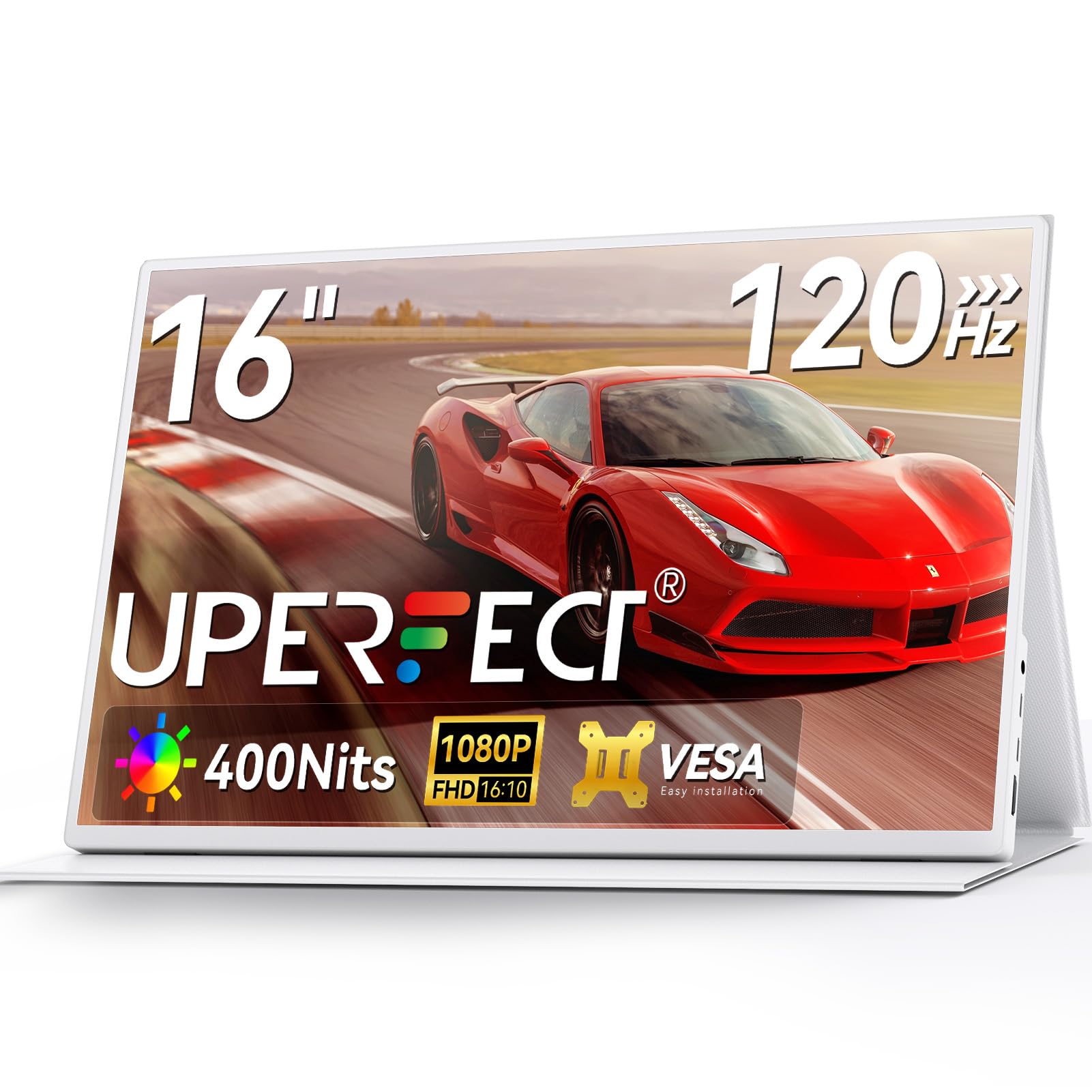 UPERFECT Portable Monitor Touchscreen 21.5 Zoll 120Hz Tragbarer Monitor Touchscreen 1300:1 1080P Bildschirm Integrierter Halterung HDMI USB C für PC Laptop Spielkonsole, Metallgehäuse VESA-Kompatibel