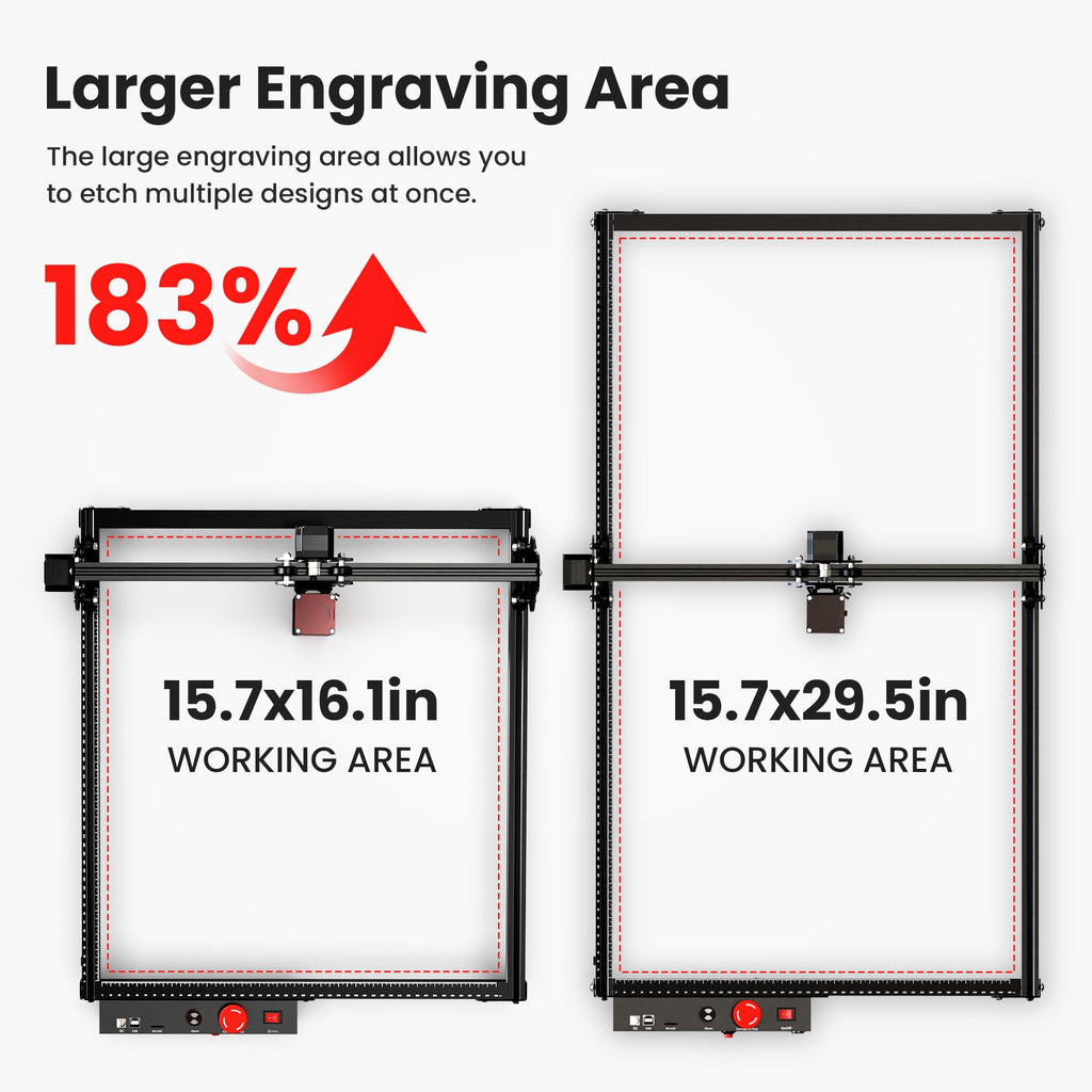 Mecpow X3 Pro Laser Graviermaschine mit Luftunterstützung, 10W Graviermaschine Laser Cutter für Holz und Metall, 60W CNC Fräsmaschine mit Not-Aus, Flammen- und Gyro-Erkennung, 410 x 400mm Fläche