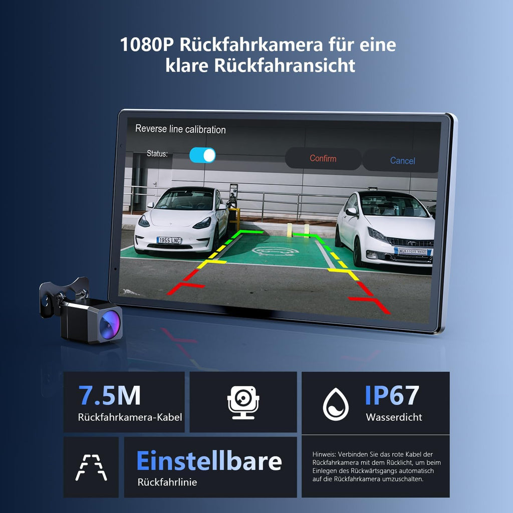 Krunia 8'' Tragbares Carplay Display für Apple CarPlay & Android Auto, 1440x900 HD Display, Magnetische Halterung, OTA-Updates, Rückfahrkamera, Bluetooth, Sprachsteuerung, GPS-Navigation