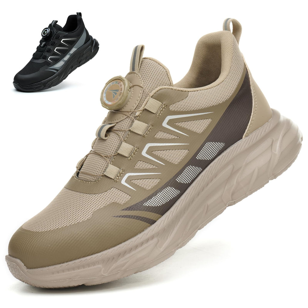 RASEARY Sicherheitsschuhe Arbeitsschuhe Herren Damen Bequem Stahlkappenschuhe Leicht Atmungsaktiv Industrielle Arbeitsschuhe mit Drehschnallen Schnürsenkeln
