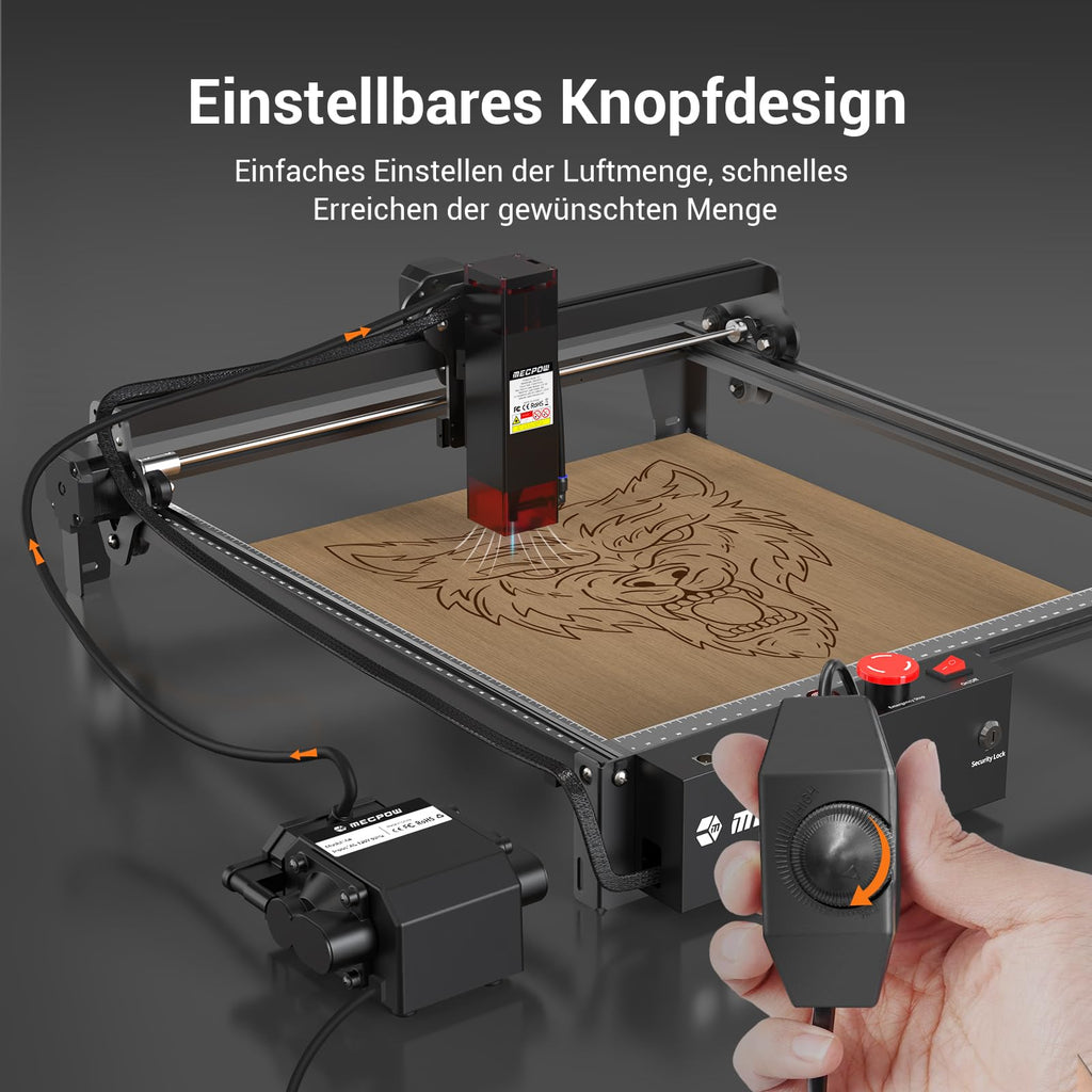 Mecpow X3 Pro Laser Graviermaschine mit Luftunterstützung, 10W Graviermaschine Laser Cutter für Holz und Metall, 60W CNC Fräsmaschine mit Not-Aus, Flammen- und Gyro-Erkennung, 410 x 400mm Fläche