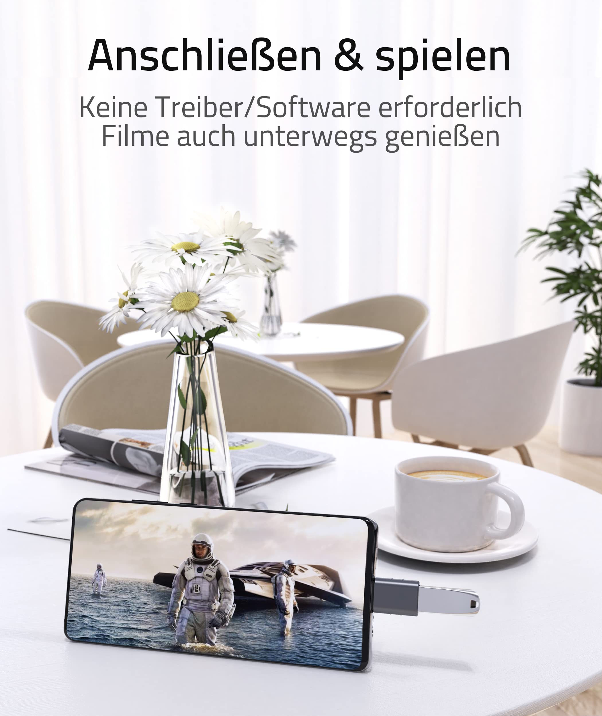 Syntech USB-C-auf-USB-Adapter, 2 USB-C-Stecker-auf-USB-3-Buchsen-Adapter, kompatibel mit iPhone 16 Pro Max iMac iPad Pro 2021, MacBook Air Pro 2020 und Anderen Typ-C-/Thunderbolt-3-Geräten, Blau