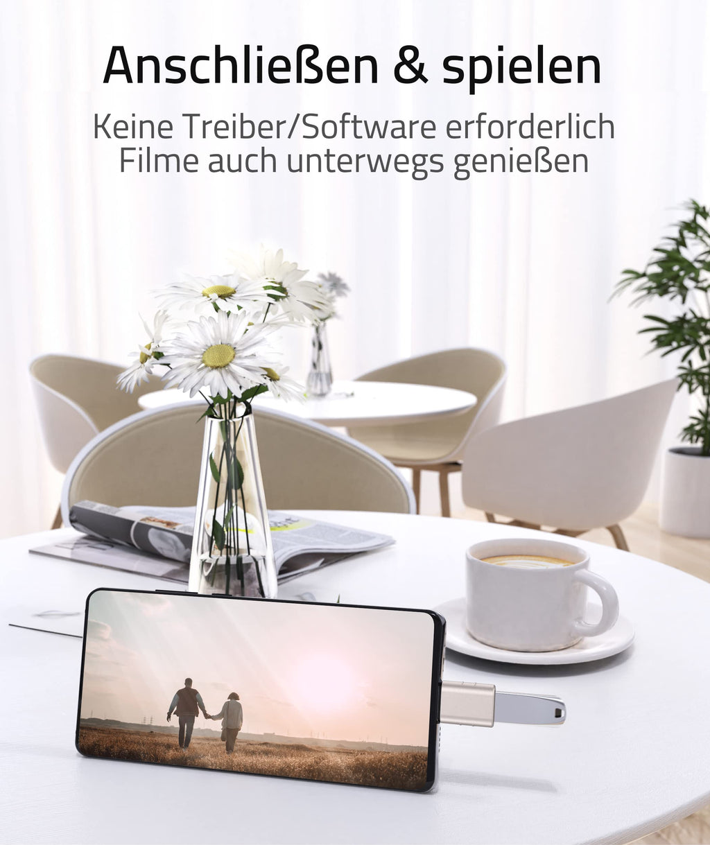 Syntech USB-C-auf-USB-Adapter, 2 USB-C-Stecker-auf-USB-3-Buchsen-Adapter, kompatibel mit iPhone 16 Pro Max iMac iPad Pro 2021, MacBook Air Pro 2020 und Anderen Typ-C-/Thunderbolt-3-Geräten, Blau