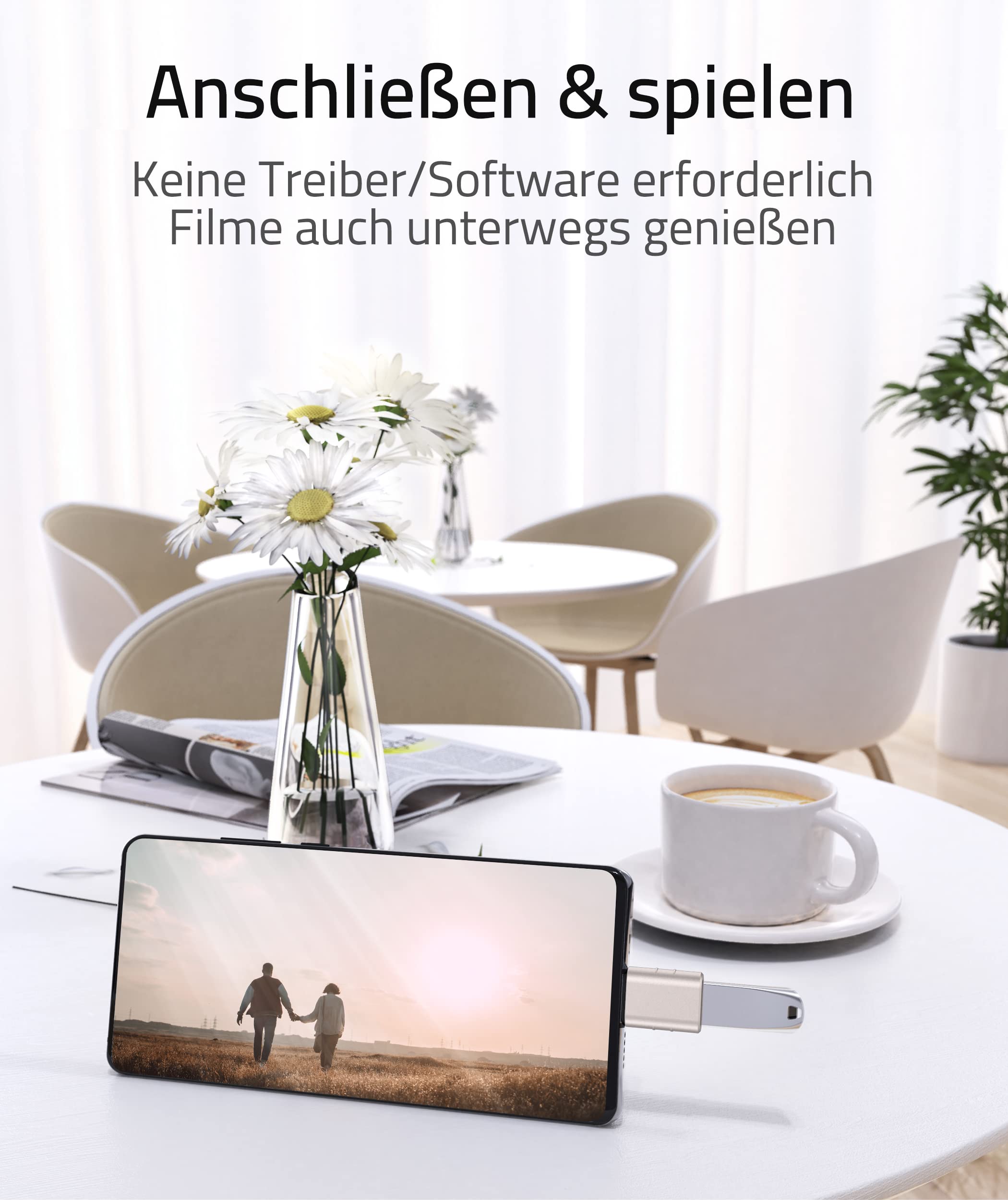 Syntech USB-C-auf-USB-Adapter, 2 USB-C-Stecker-auf-USB-3-Buchsen-Adapter, kompatibel mit iPhone 16 Pro Max iMac iPad Pro 2021, MacBook Air Pro 2020 und Anderen Typ-C-/Thunderbolt-3-Geräten, Blau