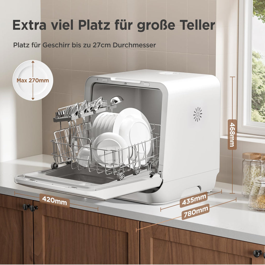 Midea ST 3.6F wi Tischgeschirrspüler, 6 Waschprogramme, Startzeitvorwahl, Extra Trockungs-Funktion, IOT-Steuerung, Mini Geschirrspüler, Ideal für Kleine Wohnungen, Weiß