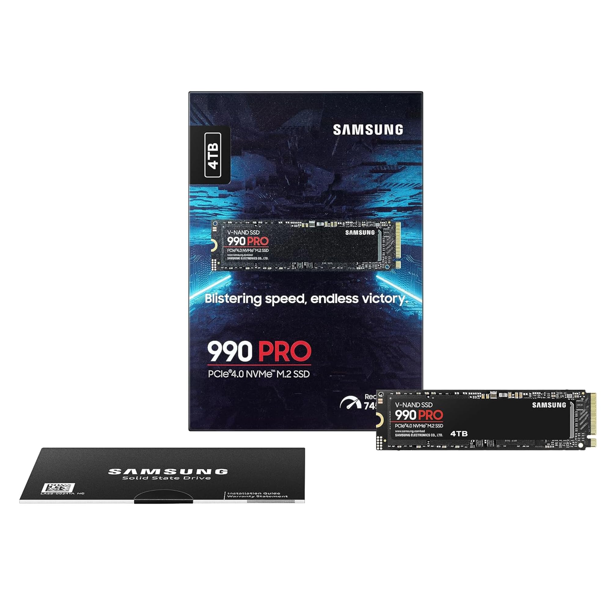 Samsung 990 PRO NVMe M.2 SSD, 2 TB, PCIe 4.0, 7.450 MB/s Lesen, 6.900 MB/s Schreiben, Interne SSD, Interne SSD für Gaming und Videobearbeitung, Schwarz, MZ-V9P2T0BW