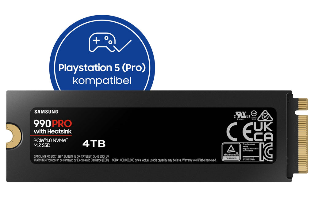 Samsung 990 PRO NVMe M.2 SSD, 2 TB, PCIe 4.0, 7.450 MB/s Lesen, 6.900 MB/s Schreiben, Interne SSD, Interne SSD für Gaming und Videobearbeitung, Schwarz, MZ-V9P2T0BW