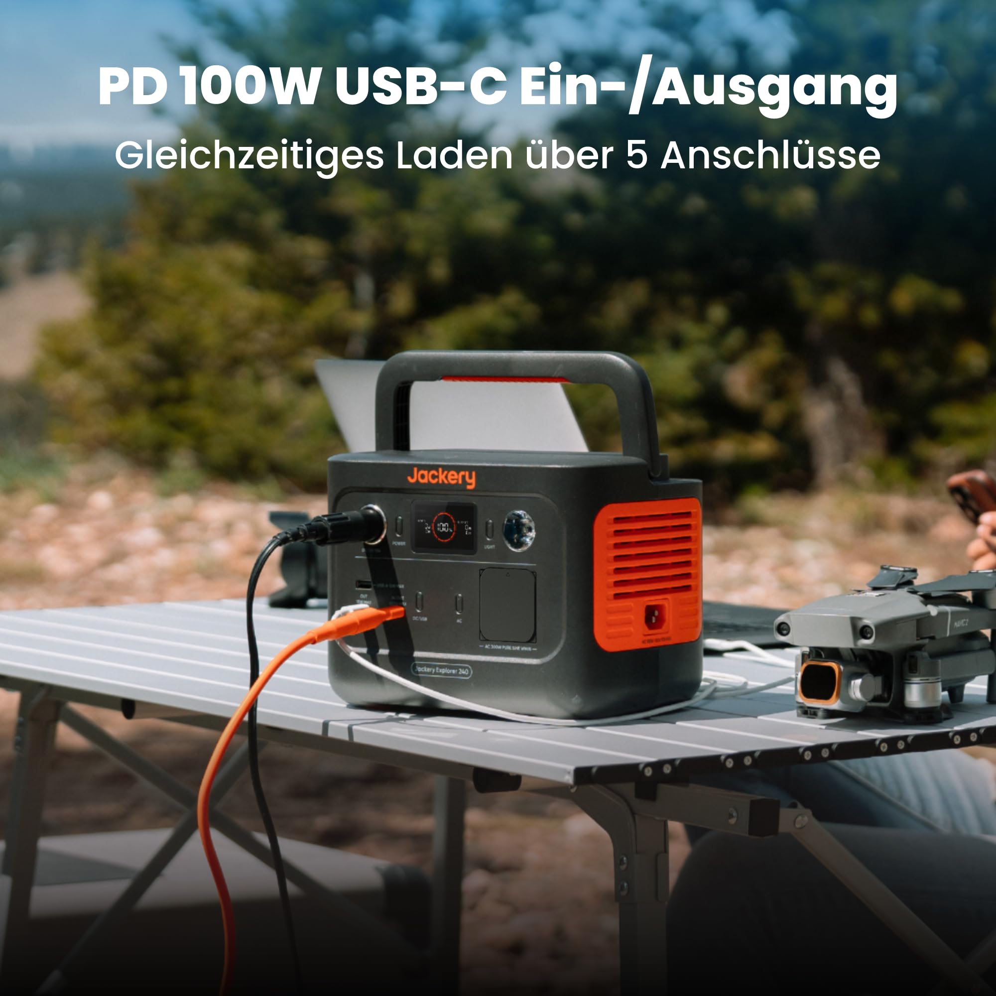 Jackery 240 v2 Solar Generator mit 40W Solarpanel, 256Wh LiFePO4-Batterie, 300W AC & 100W USB-C-Ausgang f¨¹r Outdoor, Camping & Notfall (2024 Neue)