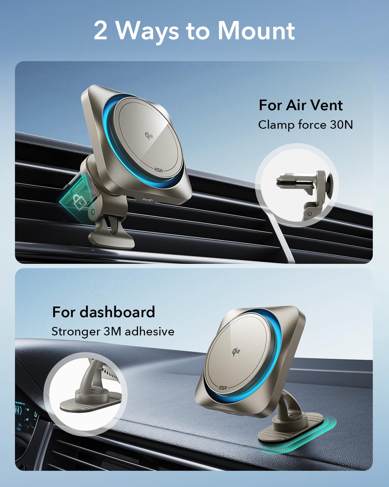 ESR 15W für Magsafe Autohalterung mit Ladefunktion, Handyhalterung Auto Ladegerät,Magnet Kabellose Handyhalterung Auto mit Ladefunktion für iPhone 16/15/14/13/12 Series,Galaxy S25 Series,Schnellladung