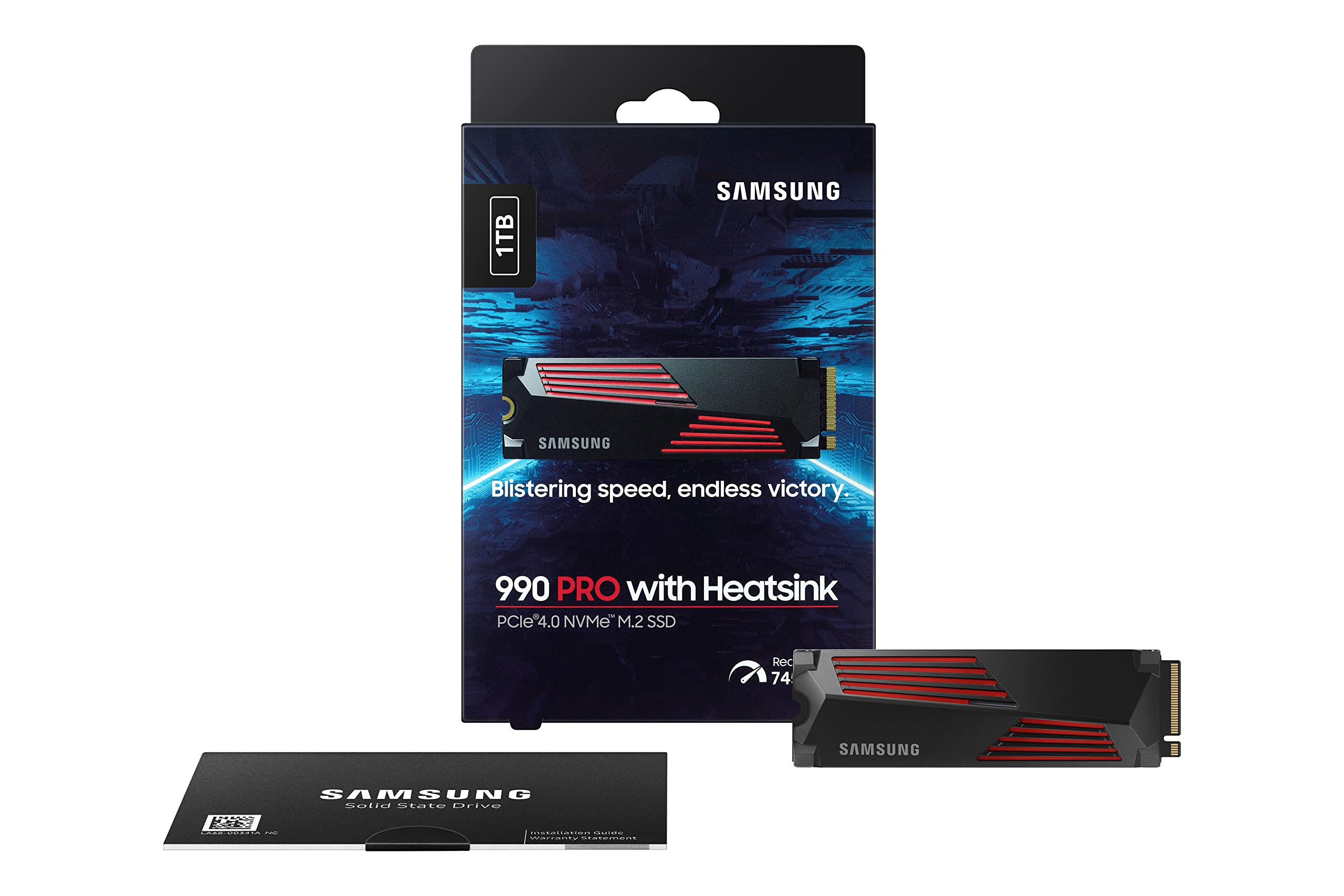 Samsung 990 PRO NVMe M.2 SSD, 2 TB, PCIe 4.0, 7.450 MB/s Lesen, 6.900 MB/s Schreiben, Interne SSD, Interne SSD für Gaming und Videobearbeitung, Schwarz, MZ-V9P2T0BW