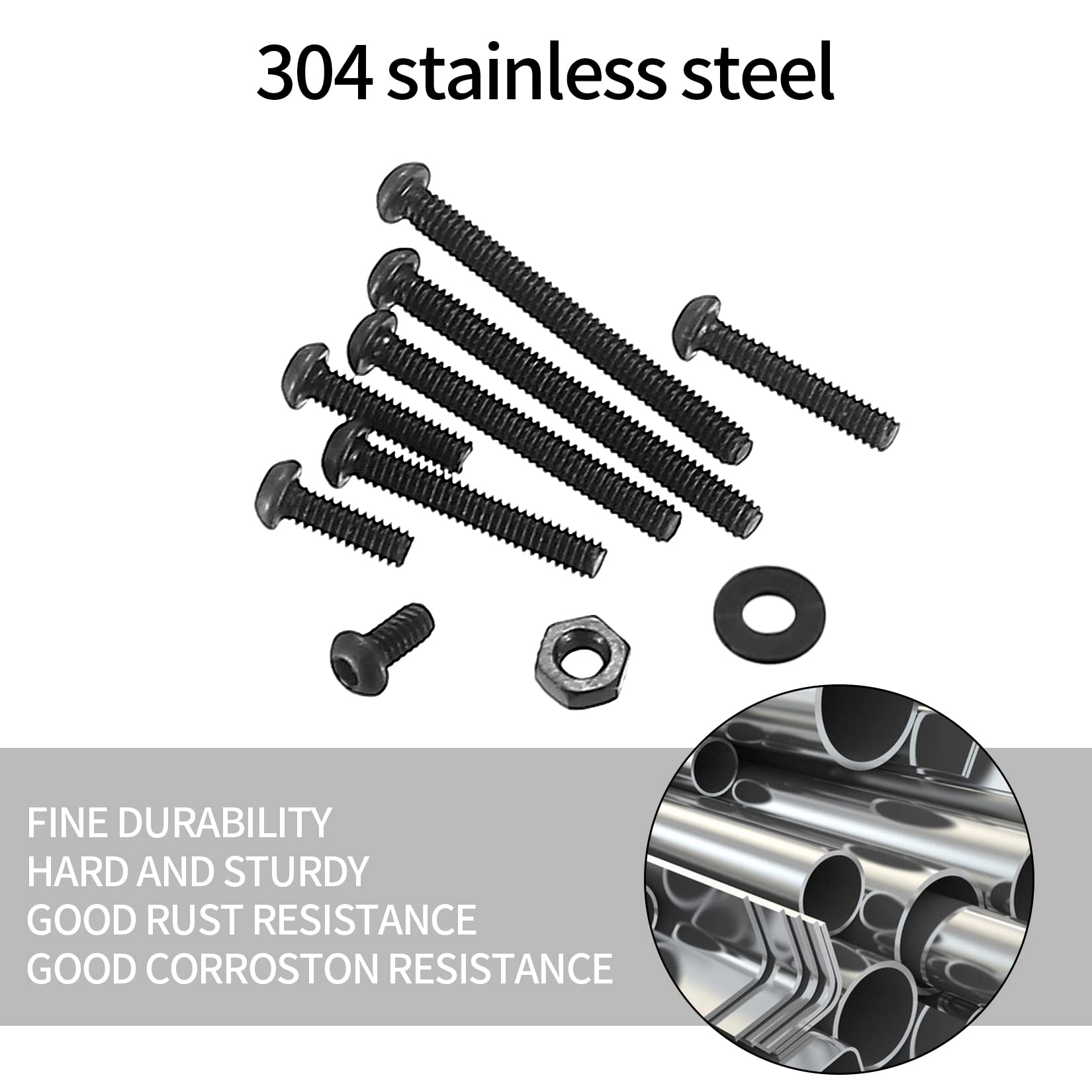 410 Stück M2 Senkkopf-Innensechskantschrauben, 10,9-Kohlenstoffstahl Vollgewinde-Maschinenschrauben, Muttern und Unterlegscheiben Sortiment mit Inbusschlüsseln