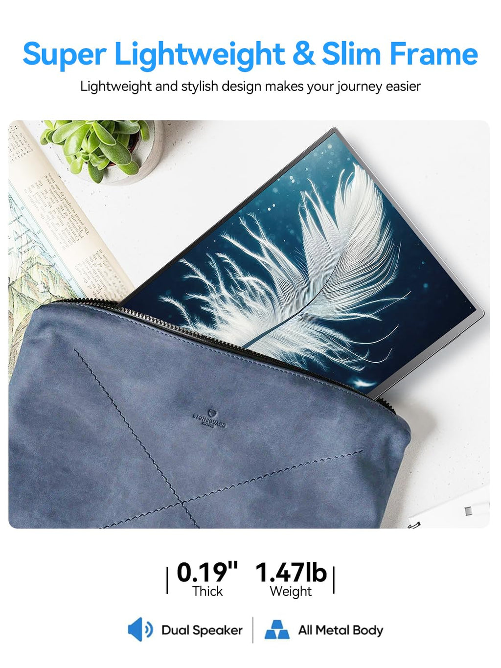 UPERFECT Portable Monitor Touchscreen 21.5 Zoll 120Hz Tragbarer Monitor Touchscreen 1300:1 1080P Bildschirm Integrierter Halterung HDMI USB C für PC Laptop Spielkonsole, Metallgehäuse VESA-Kompatibel