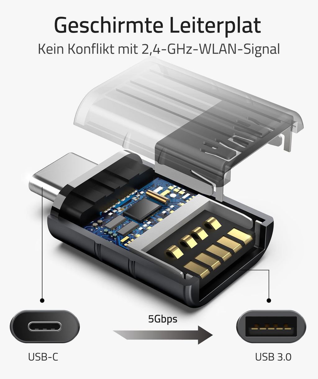 Syntech USB-C-auf-USB-Adapter, 2 USB-C-Stecker-auf-USB-3-Buchsen-Adapter, kompatibel mit iPhone 16 Pro Max iMac iPad Pro 2021, MacBook Air Pro 2020 und Anderen Typ-C-/Thunderbolt-3-Geräten, Blau