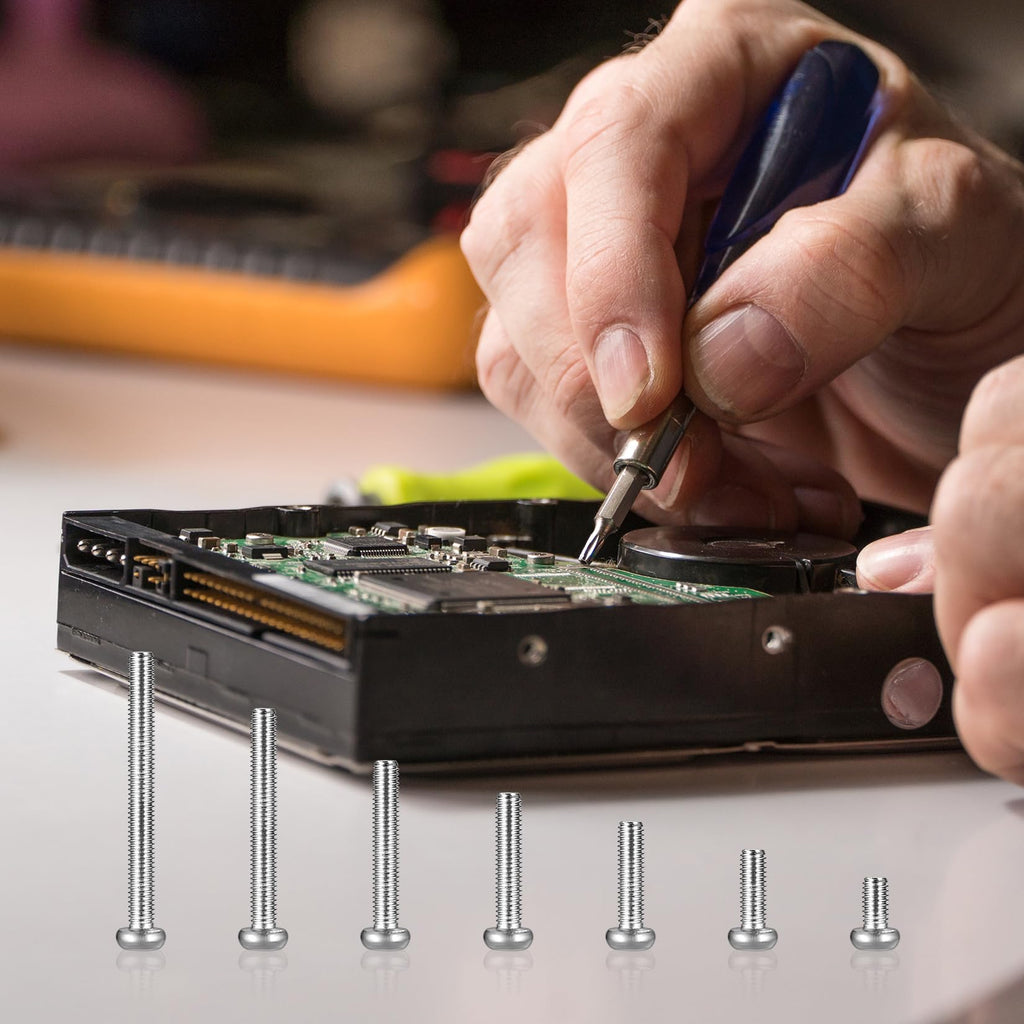 410 Stück M2 Senkkopf-Innensechskantschrauben, 10,9-Kohlenstoffstahl Vollgewinde-Maschinenschrauben, Muttern und Unterlegscheiben Sortiment mit Inbusschlüsseln