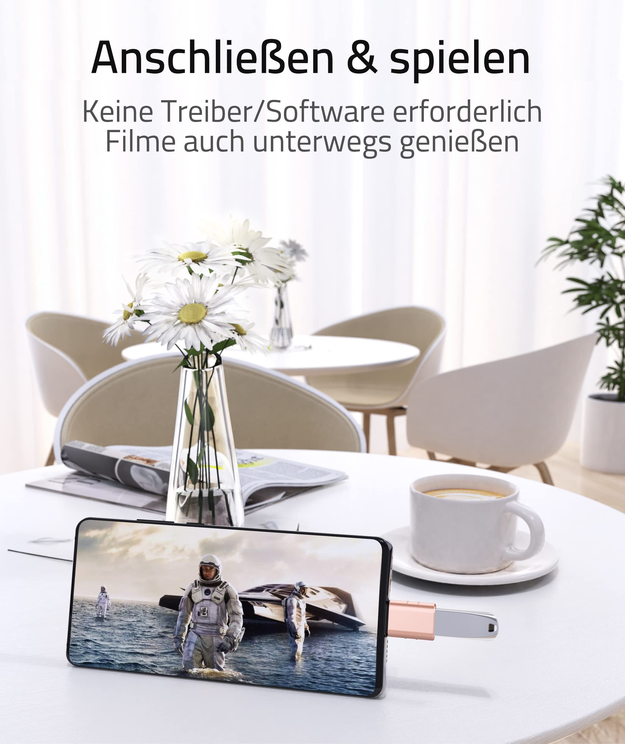 Syntech USB-C-auf-USB-Adapter, 2 USB-C-Stecker-auf-USB-3-Buchsen-Adapter, kompatibel mit iPhone 16 Pro Max iMac iPad Pro 2021, MacBook Air Pro 2020 und Anderen Typ-C-/Thunderbolt-3-Geräten, Blau