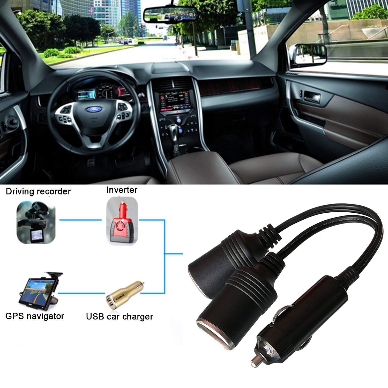 GTIWUNG Auto Motorrad Zigarettenanzünder Stecker Adapter DREI-Wege-Buchse Splitter, 1 bis 2 KFZ Auto Zigarettenanzünder Stecker 12V/24V