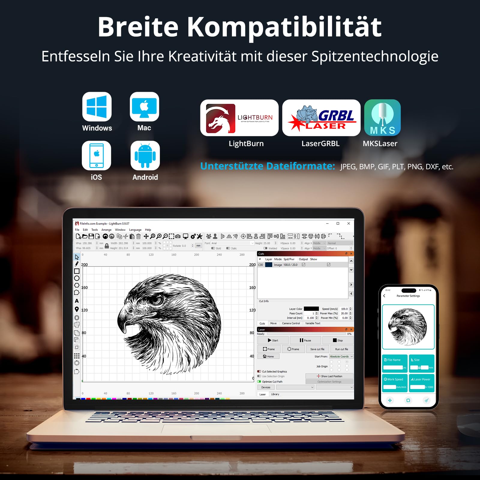 Mecpow X3 Pro Laser Graviermaschine mit Luftunterstützung, 10W Graviermaschine Laser Cutter für Holz und Metall, 60W CNC Fräsmaschine mit Not-Aus, Flammen- und Gyro-Erkennung, 410 x 400mm Fläche