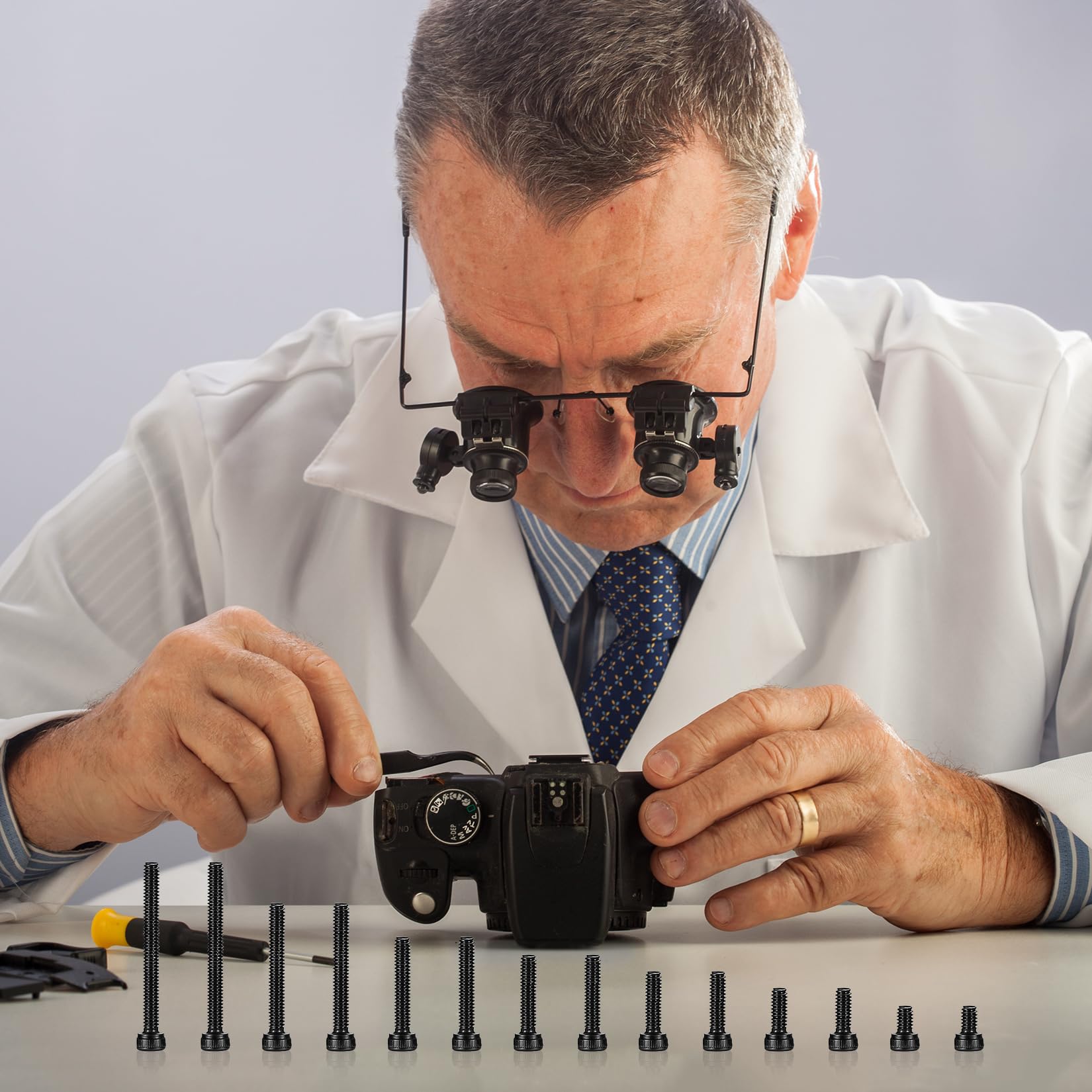 410 Stück M2 Senkkopf-Innensechskantschrauben, 10,9-Kohlenstoffstahl Vollgewinde-Maschinenschrauben, Muttern und Unterlegscheiben Sortiment mit Inbusschlüsseln