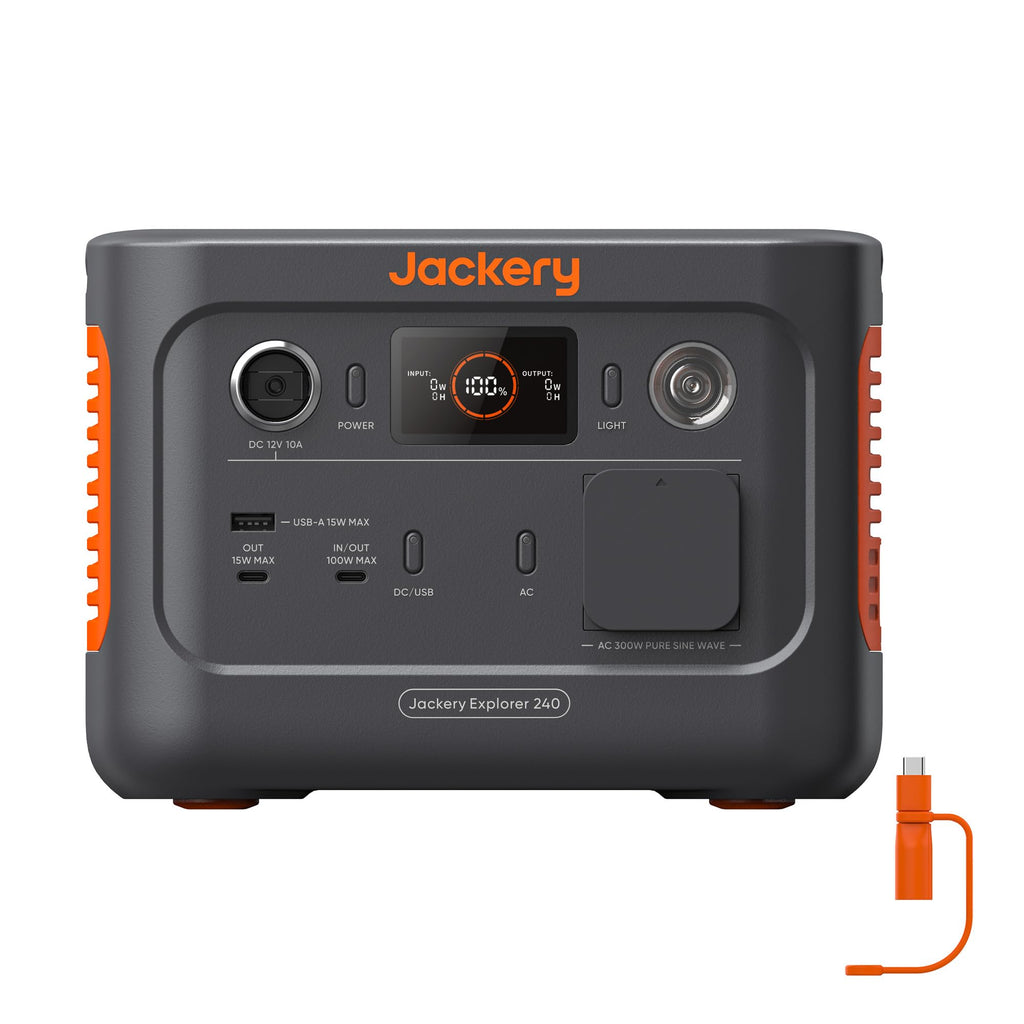 Jackery 240 v2 Solar Generator mit 40W Solarpanel, 256Wh LiFePO4-Batterie, 300W AC & 100W USB-C-Ausgang f¨¹r Outdoor, Camping & Notfall (2024 Neue)