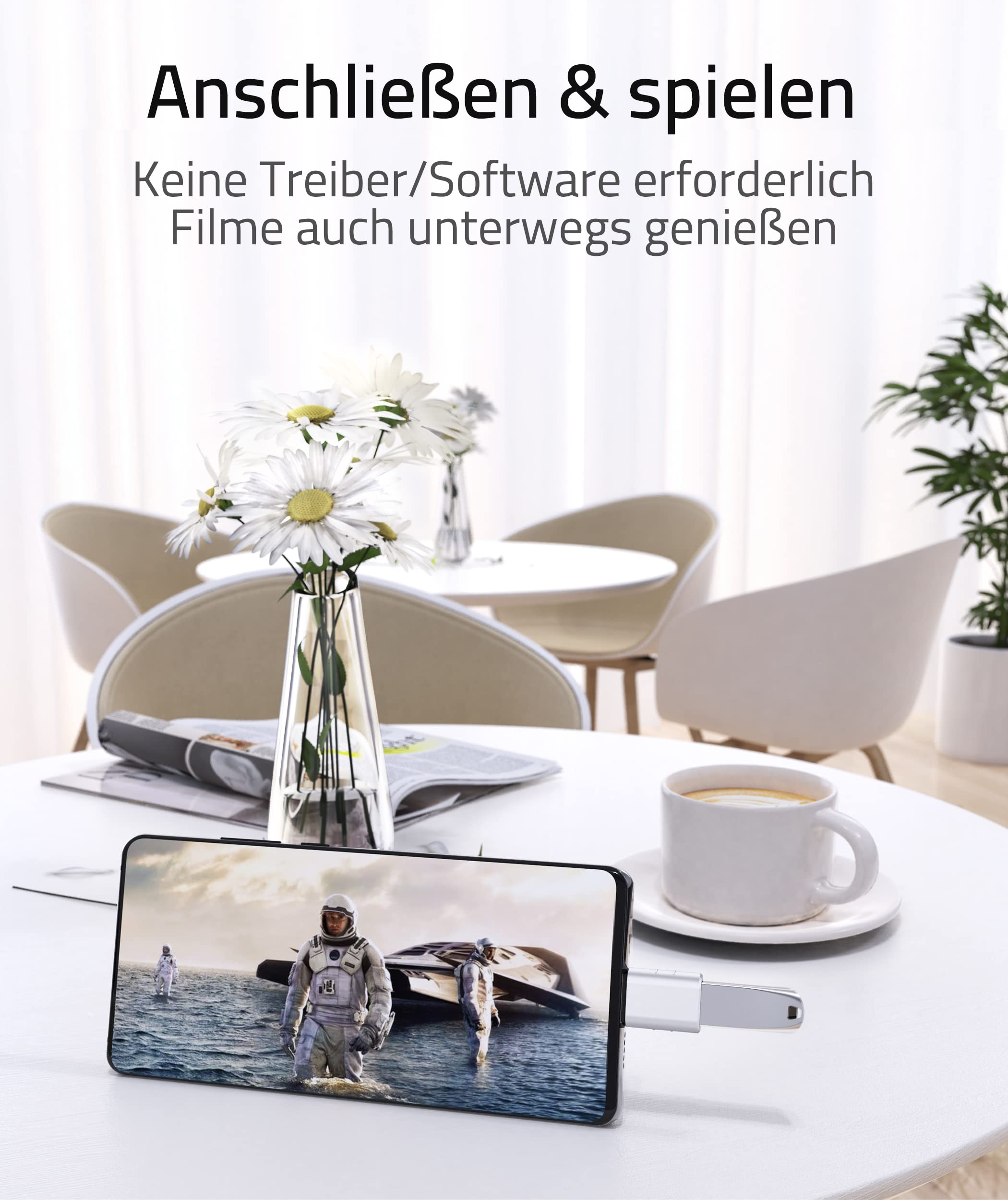 Syntech USB-C-auf-USB-Adapter, 2 USB-C-Stecker-auf-USB-3-Buchsen-Adapter, kompatibel mit iPhone 16 Pro Max iMac iPad Pro 2021, MacBook Air Pro 2020 und Anderen Typ-C-/Thunderbolt-3-Geräten, Blau