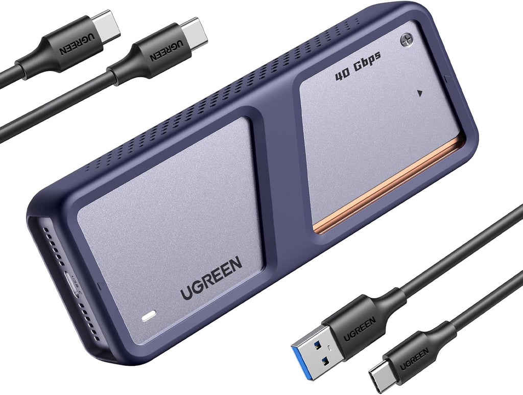 UGREEN USB 4 M2 Gehäuse, 40Gbps NVMe Gehäuse mit leistungsstarker Kühlleistung, USB M2 SSD Adapter für Datenspeicher, kompatibel mit MacBook Pro M4/M4 Pro und M4 Max, HP Celeron N4120, Mac mini M4